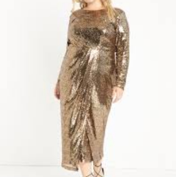 GALA Outfit Gold Sequin Maxi Dress with Wrap Skirt - Picture 2 of 7